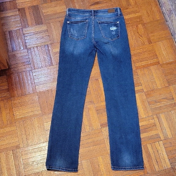 Judy Blue Dark Wash Straight Leg Distressed Denim Jeans Size 27 Like New - Picture 11 of 12